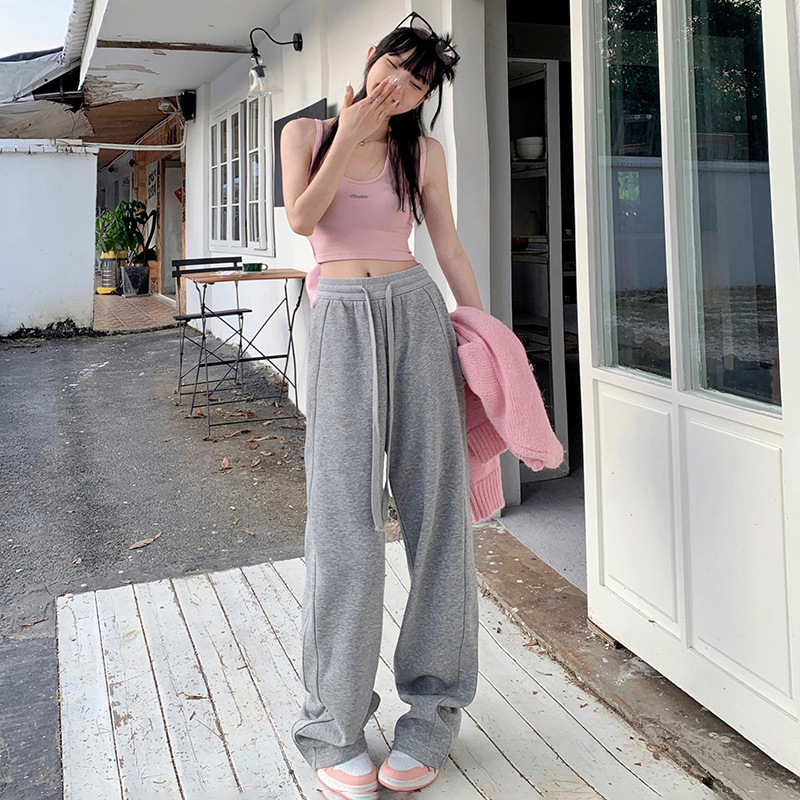 美式直筒工装裤女2024年春季新款高腰宽松显瘦窄版阔腿休闲裤详情9