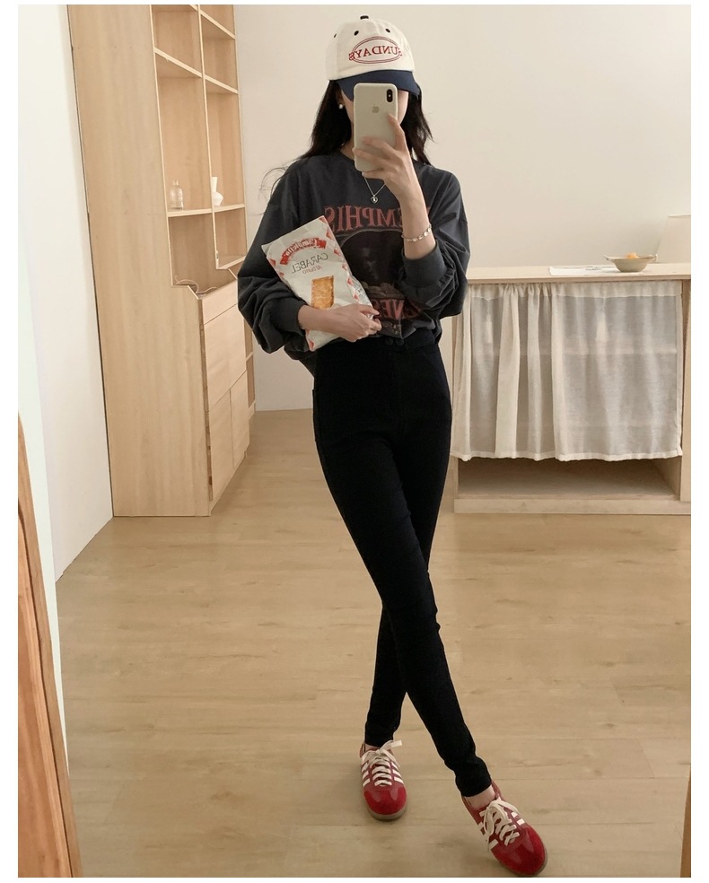 黑色打底小黑裤女秋季外穿2023新款紧身铅笔春秋魔术裤小脚牛仔裤详情20