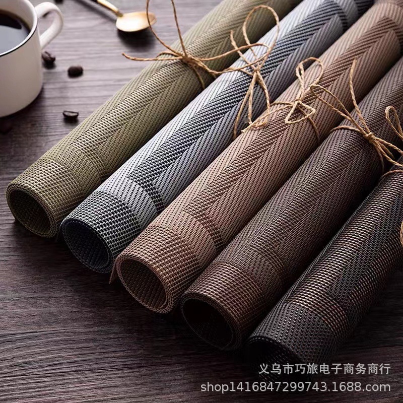 特斯林编织方形双框隔热简约西餐垫酒店家庭pvc餐垫现货详情6