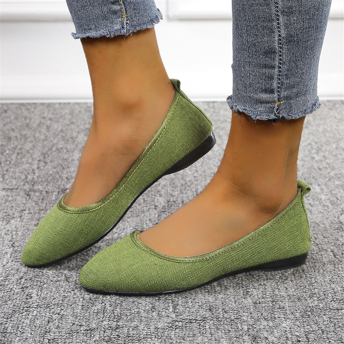 2023春夏新款跨境四季欧洲站休闲女单鞋纯色平跟亚麻休闲女士鞋子详情17
