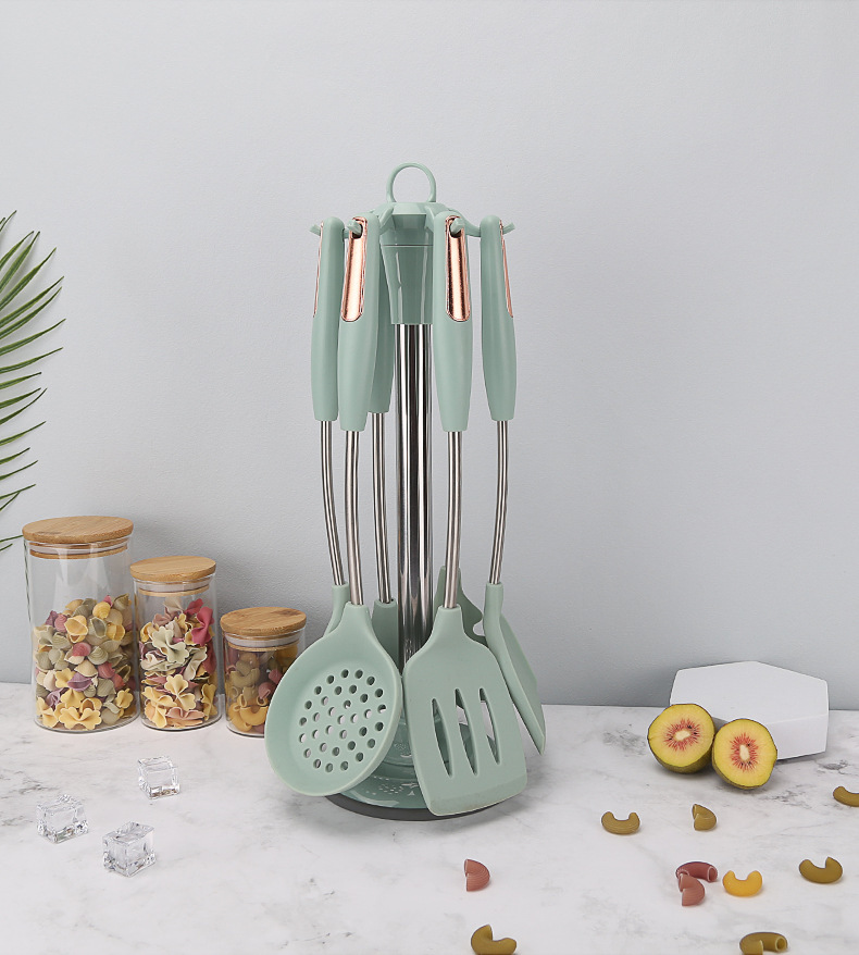 硅胶厨具7件套装 北欧风炒菜铲子家用锅铲炒勺子汤勺厨房厨具用品详情11