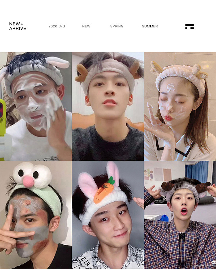 洗脸专用束发带男敷面膜捆发箍男士头巾压发男生头套窟头箍女发卡详情36