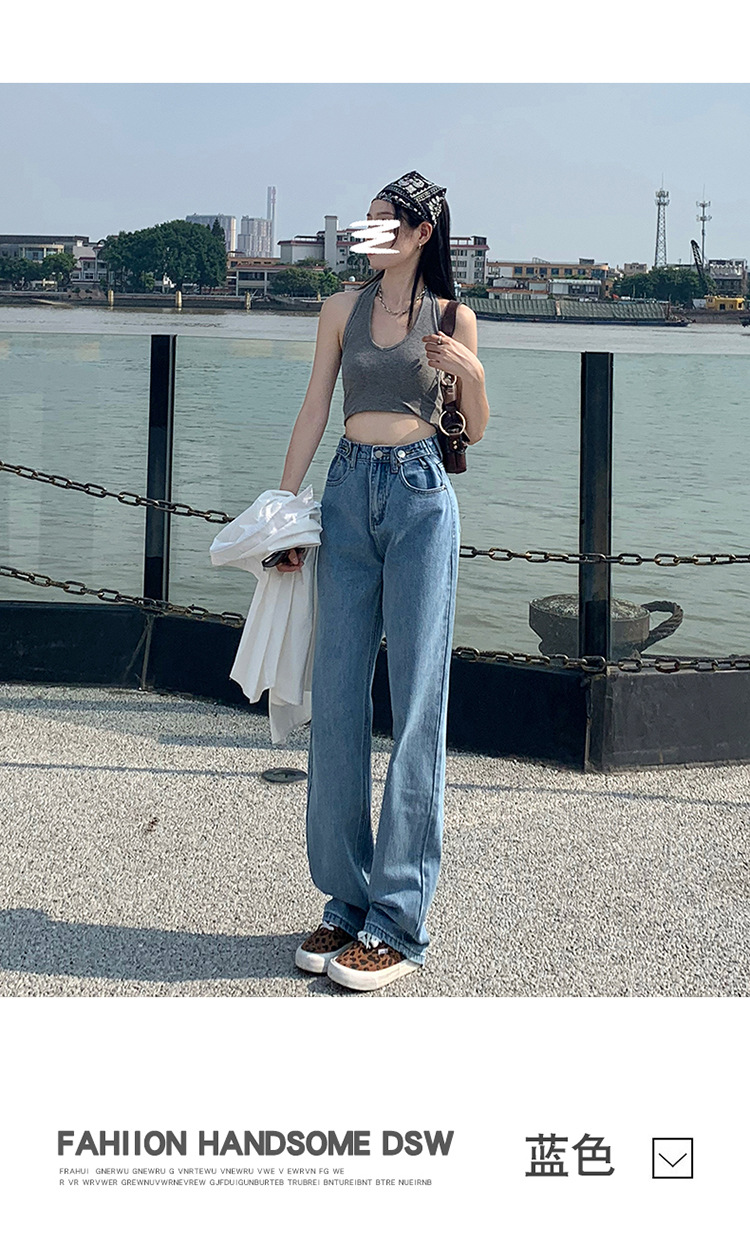 牛仔裤女2023新款春秋扣子潮ins垂感高腰小个子直筒宽松阔腿裤详情13