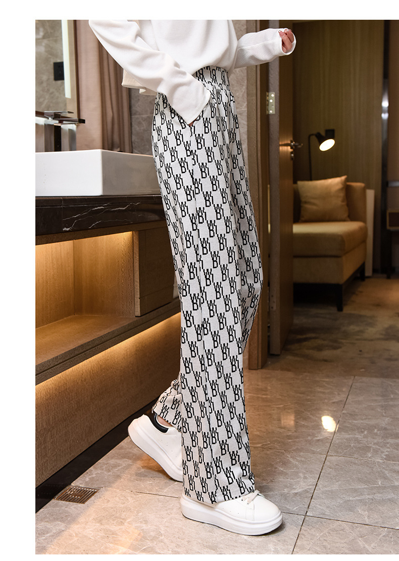 Wide-leg pants for women in 2021, high-waisted and slimming casual pants, spring and autumn Korean style letter loose straight-leg pants, long pants trend pic 12