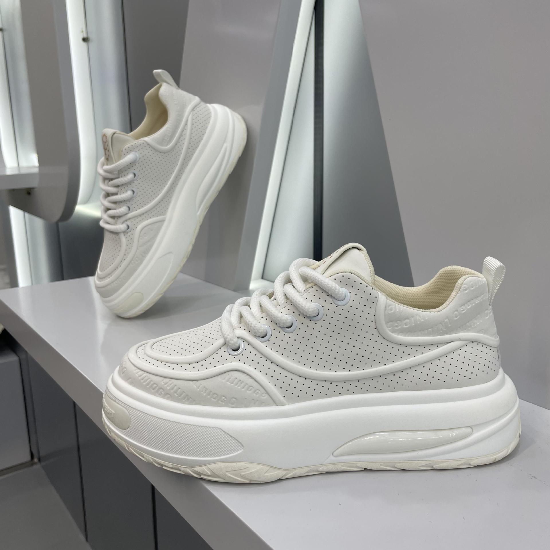 秋季新款男鞋系带低帮跑步鞋潮流鞋子增高印花时尚透气老爹鞋软底详情2