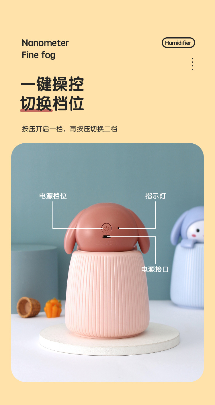 Cartoon Cute Rabbit desktop humidifier, portable charging spray water replenishing device for car bedroom and office, office and bedroom humidifier pic 5