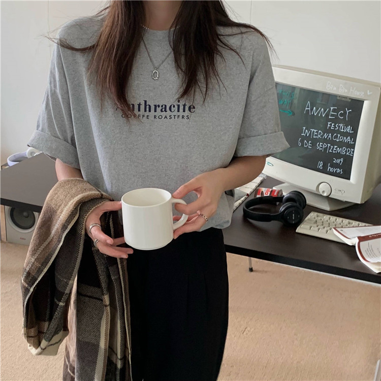 夏季棉质短袖t恤女装潮韩版宽松大码半袖打底衫 chic港味上衣代发详情10