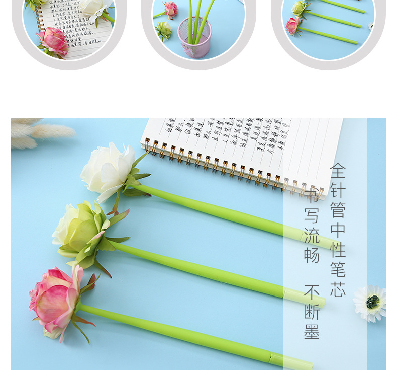 Factory direct sales of Zhongfan ZF2088 rose soft rubber gel Pen 0.5mm student stationery creative shaped pen pic 3