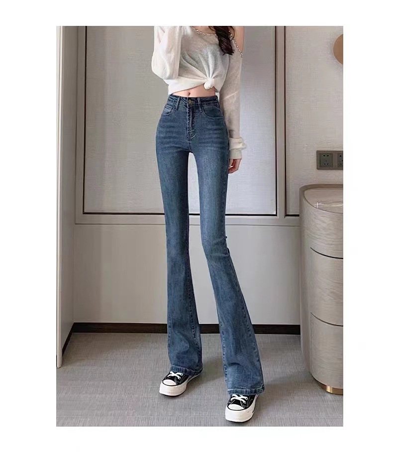 微喇牛仔裤女秋冬季2024年新款高腰显瘦小个子喇叭裤子女九分弹性详情13