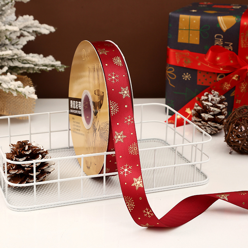 Dingxin Christmas Ribbon Wholesale: 2.5CM Christmas gifts, gold-embossed printed packaging ribbons, Christmas tree ribbons pic 67