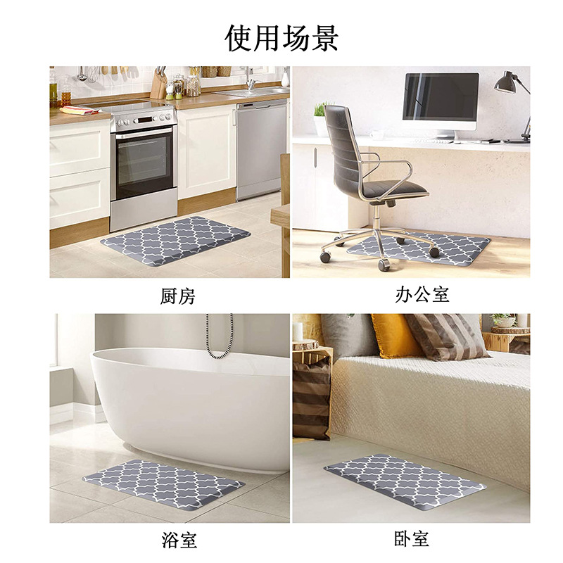 亚马逊跨境PVC厨房地垫彩色斜边发泡抗疲劳防水防滑防摔垫子批发详情3