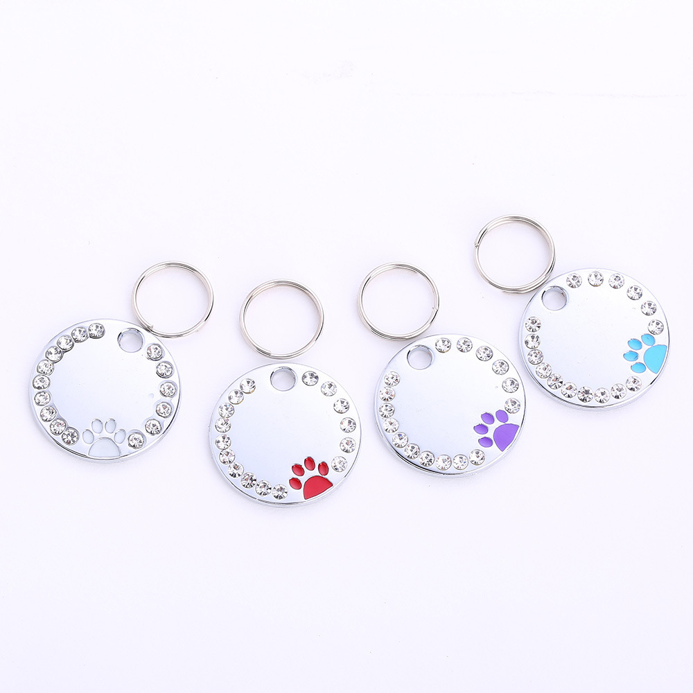 Pet accessories: Multi-color oil drip, foot print, pet dog tag, outdoor anti-loss engraved with diamond cat necklace pendant pic 15
