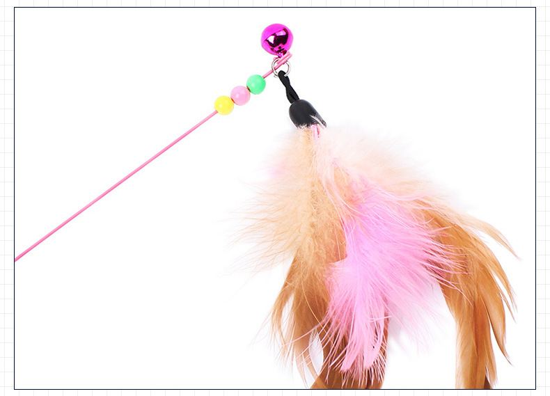 Fabricante al por mayor juguetes de gato transfronterizos peluche dos colores juguete de gato palo alambre pluma juguete de gato palo interactivo juguete de gato pic 6