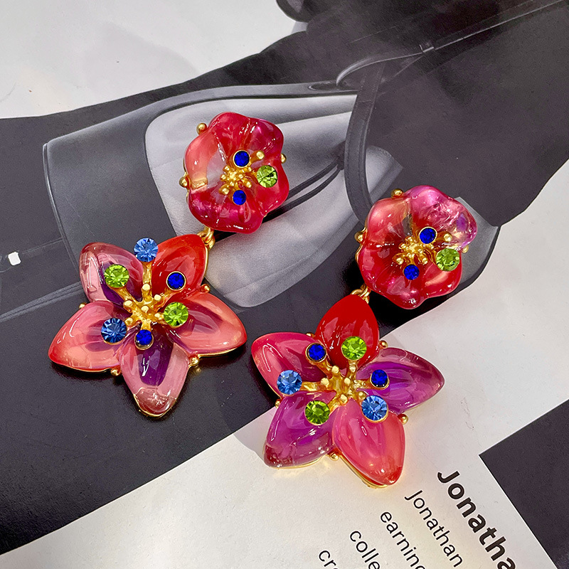 法式复古少女耳钉气质中古vintage粉色小众设计感耳环女复古耳饰详情16