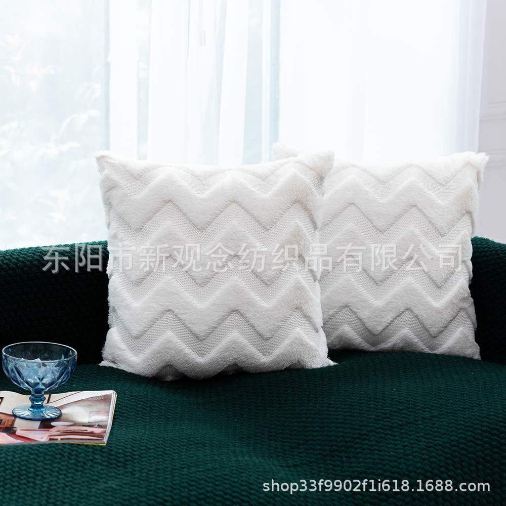 时尚简约波浪靠垫套 双面毛绒抱枕套 床头抱枕沙发靠垫厂家直销详情19
