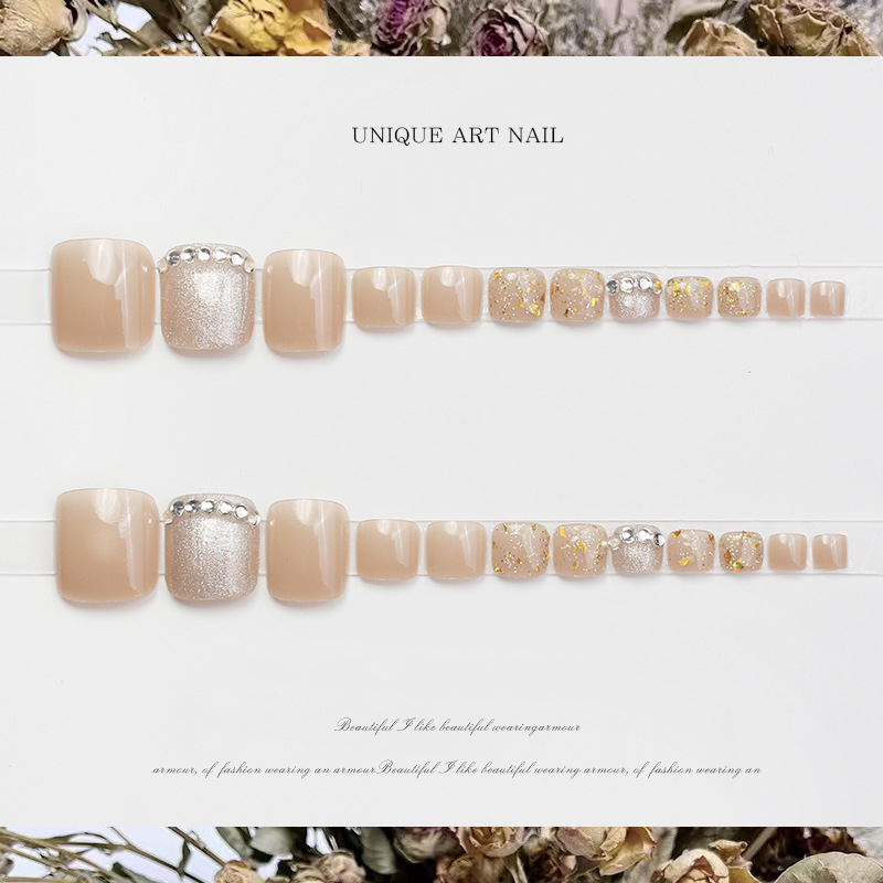 JZ-135 Wearable nail Art nail plate wholesale matte gold edge French toenail stickers detachable pieces waterproof toenails pic 14