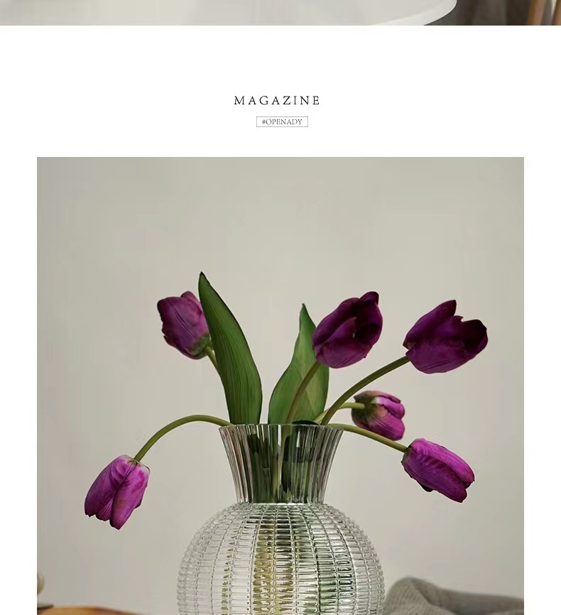 Popular light luxury lantern vases, large-belted glass flower vases, living room flower arrangements, transparent water-grown fresh flowers, dried flower decorative items pic 2