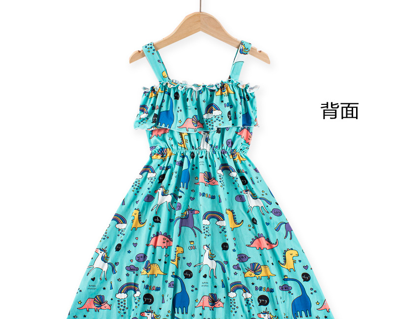 2024新款外贸女童牛奶丝连衣裙 女童夏款时尚露肩一字肩印花连衣详情13