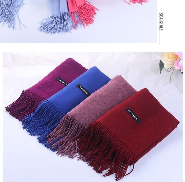 The new solid-color faux cashmere scarf for autumn and winter, with a big red LOGO and thickened warm shawl, is in stock and available for shipment pic 32