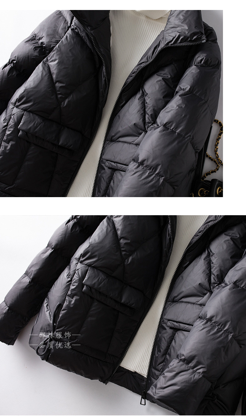 A new, fashionable and stylish green white duck down winter jacket for women in 2022 pic 10