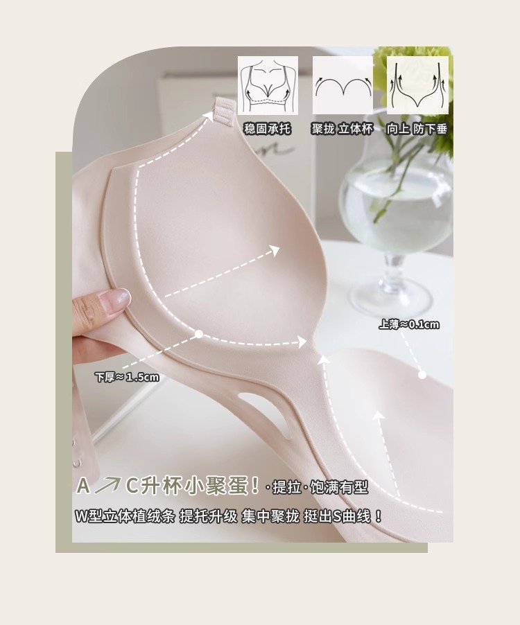 无痕裸感提拉内衣女聚拢小胸显大收副乳防下垂软支撑无钢圈文胸罩详情4
