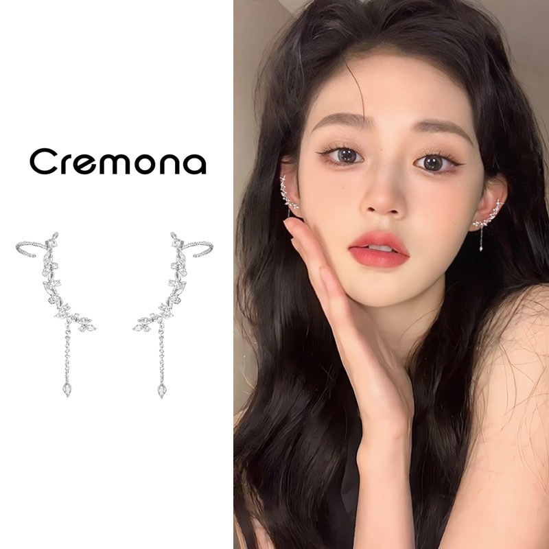 银色气质流苏耳骨夹无耳洞一体式耳钉耳夹小众设计高级潮耳环耳饰详情1