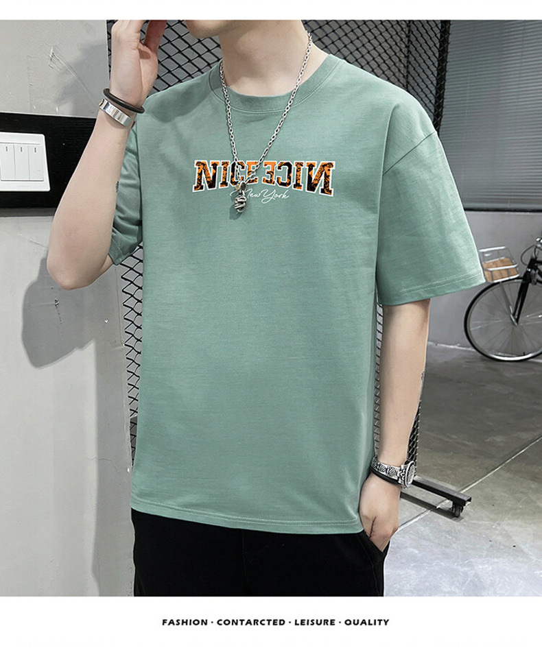 新款夏季男士短袖t恤男潮牌棉体恤男T宽松薄款夏天半袖上衣服男装详情21