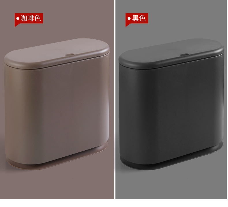 Elliptical dry and wet classified trash can, Japanese-style double-layer large covered wastebasket, press-type kitchen and bathroom trash can pic 27