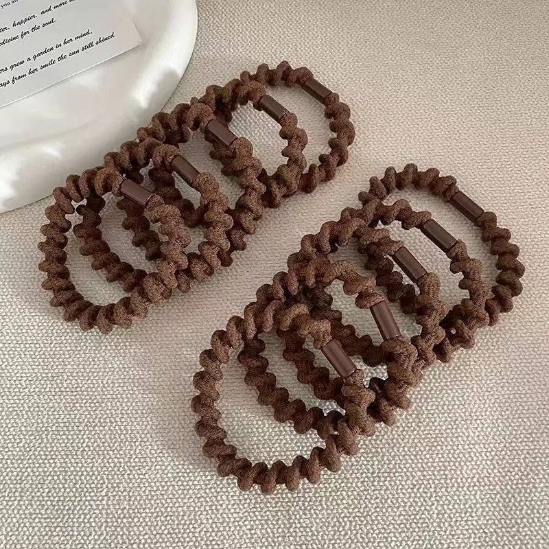 Chocolate thread hair tie, high elasticity, thick and durable rubber band, no damage to hair. High ponytail bun hair tie, female pic 9