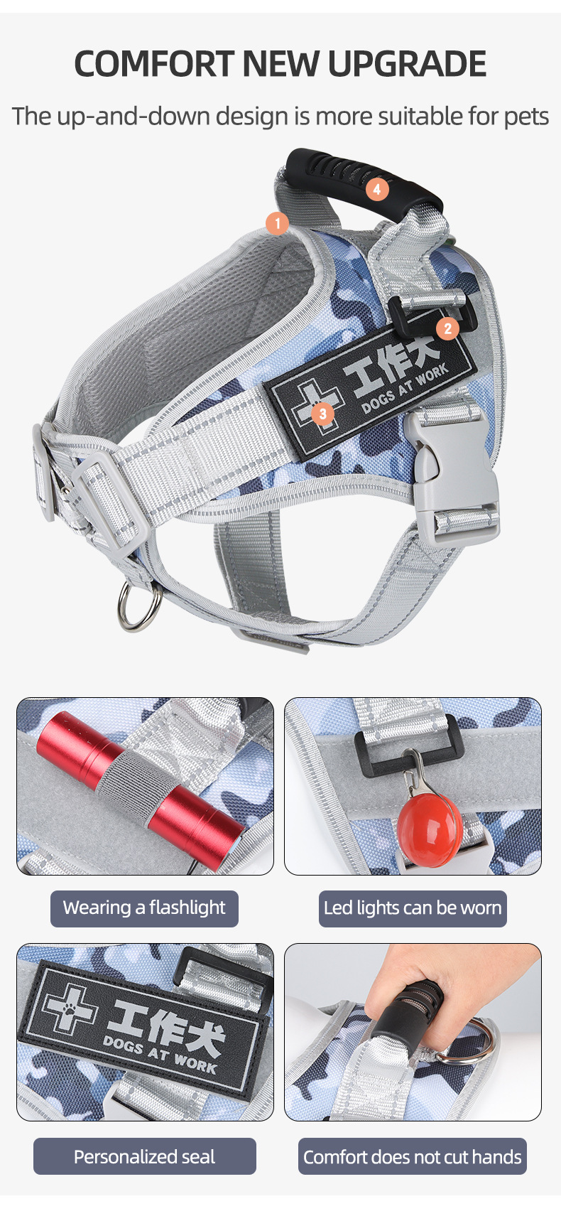 Pet chest and back strap explosion-proof camouflage print dog leash chest and back breathable and comfortable dog commuting pet chest and back pic 4