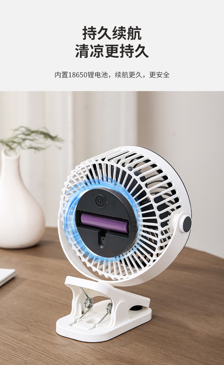 夹子小风扇USB充电手持风扇静音便携式风扇大风力儿童电扇高速手持风扇夏天手持小风扇露营风扇详情5