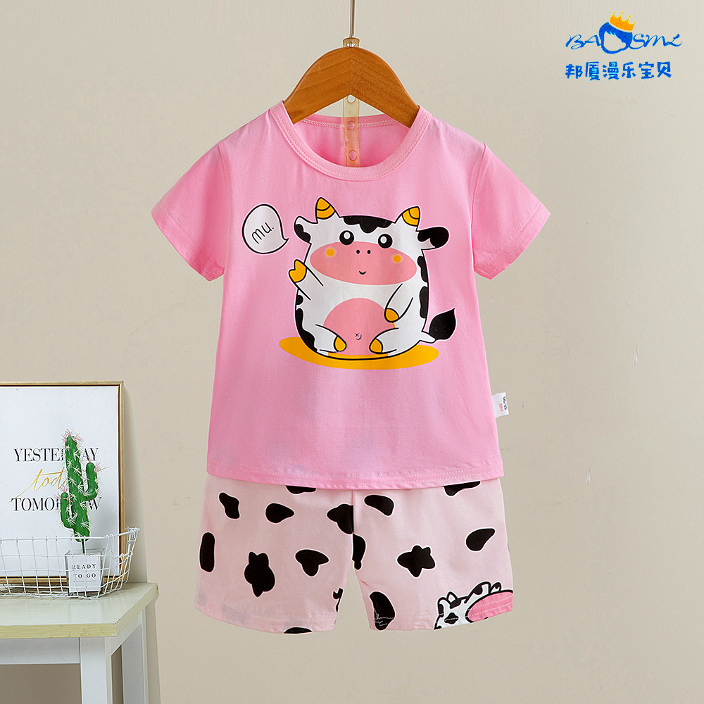 儿童短袖套装 棉夏季男童夏装服装 韩版宝宝衣服女童t恤童装批发详情2