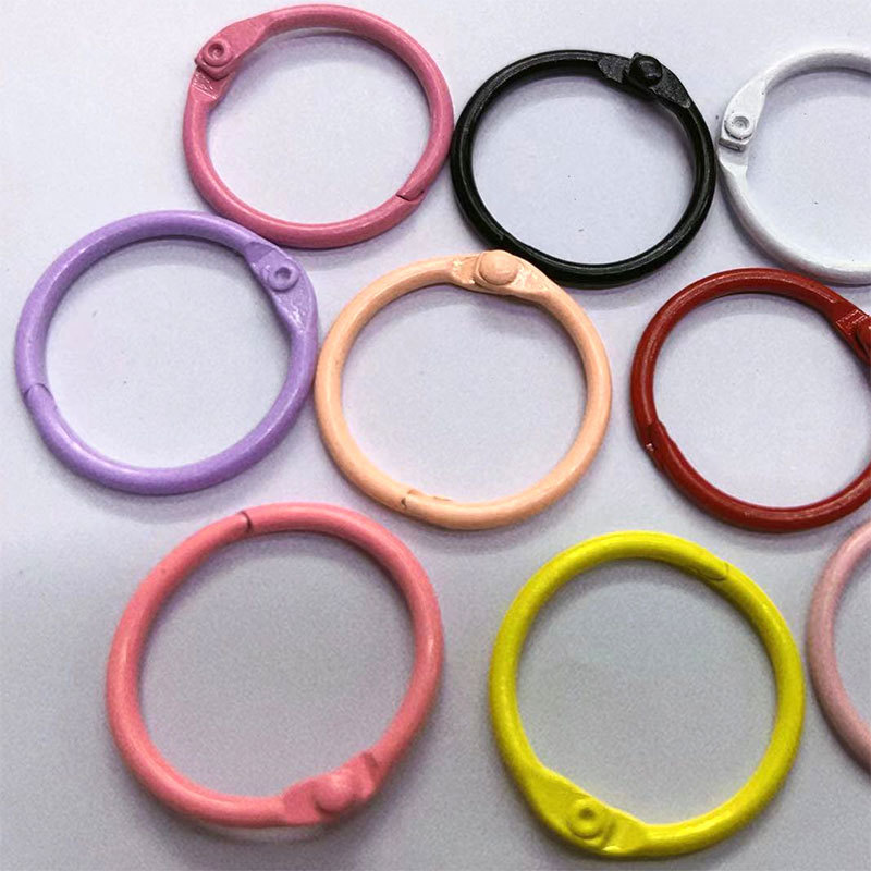 批发烤漆彩色装订扣文具书圈金属铁圈活动扣台历卡圈活页扣现货详情1