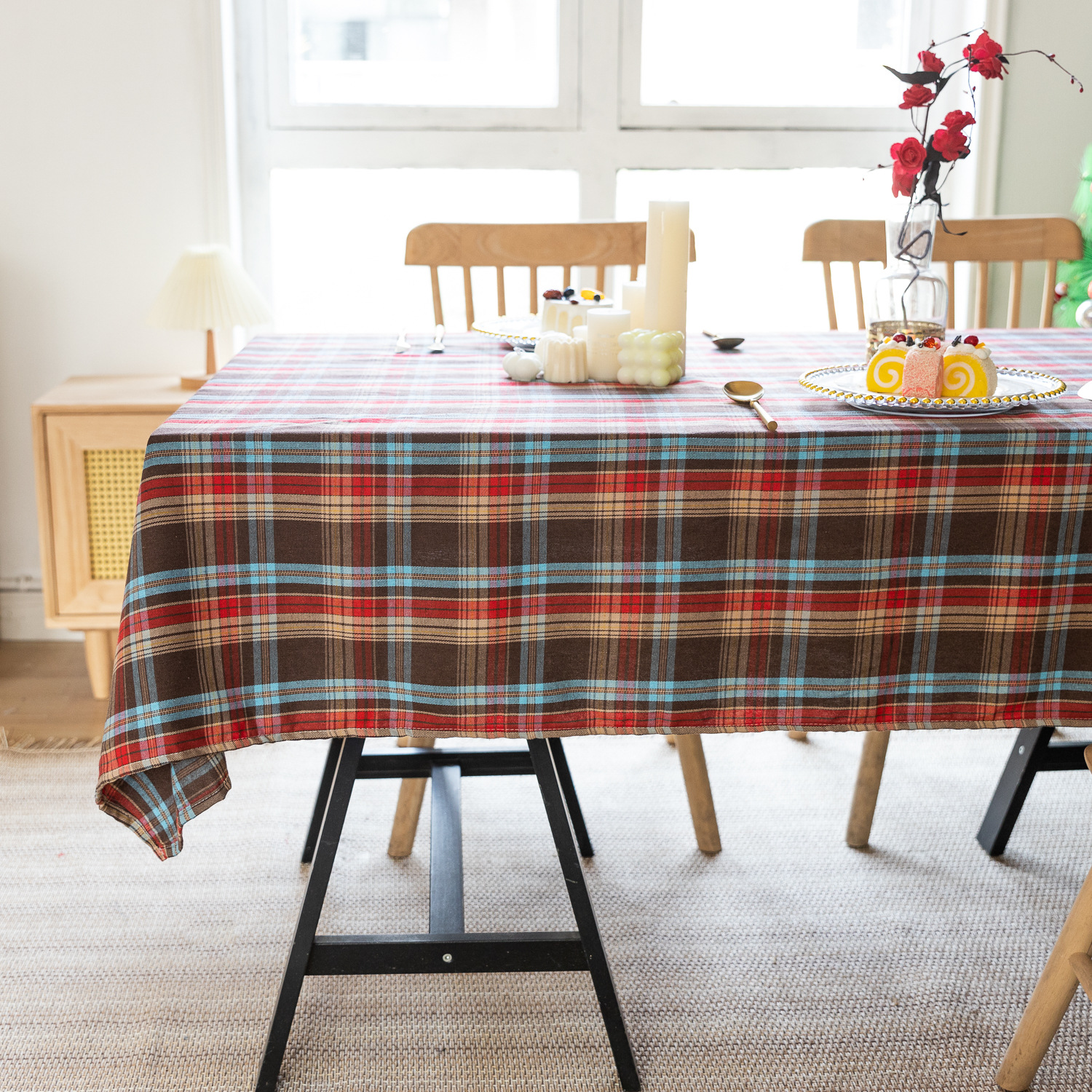 American green checkered table fabric Christmas Day Amazon rectangular atmosphere decoration tablecloth manufacturer, South Korea pic 19