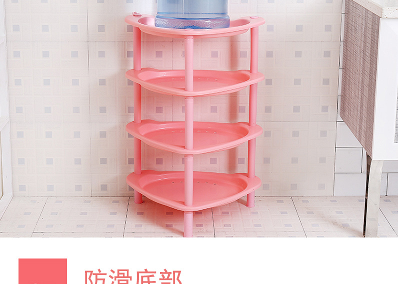 Plastic draining storage rack, non-drilling floor-standing storage rack, multi-functional corner combination kitchen and bathroom basin rack pic 9