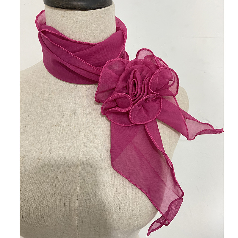 Spring and summer new long rose silk scarf for women square dance aunts, solid color decorative scarf, Douyin Kuaishou supply pic 4