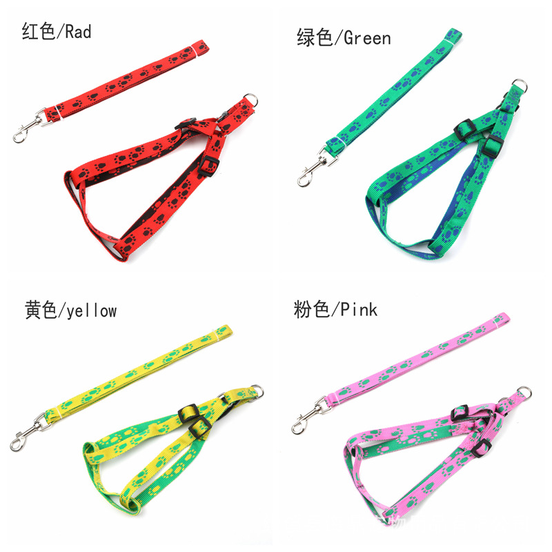 Pet supplies: footprints, bones, jacquard leashes, chest straps, small and medium-sized dog walking ropes, chains, collars pic 3