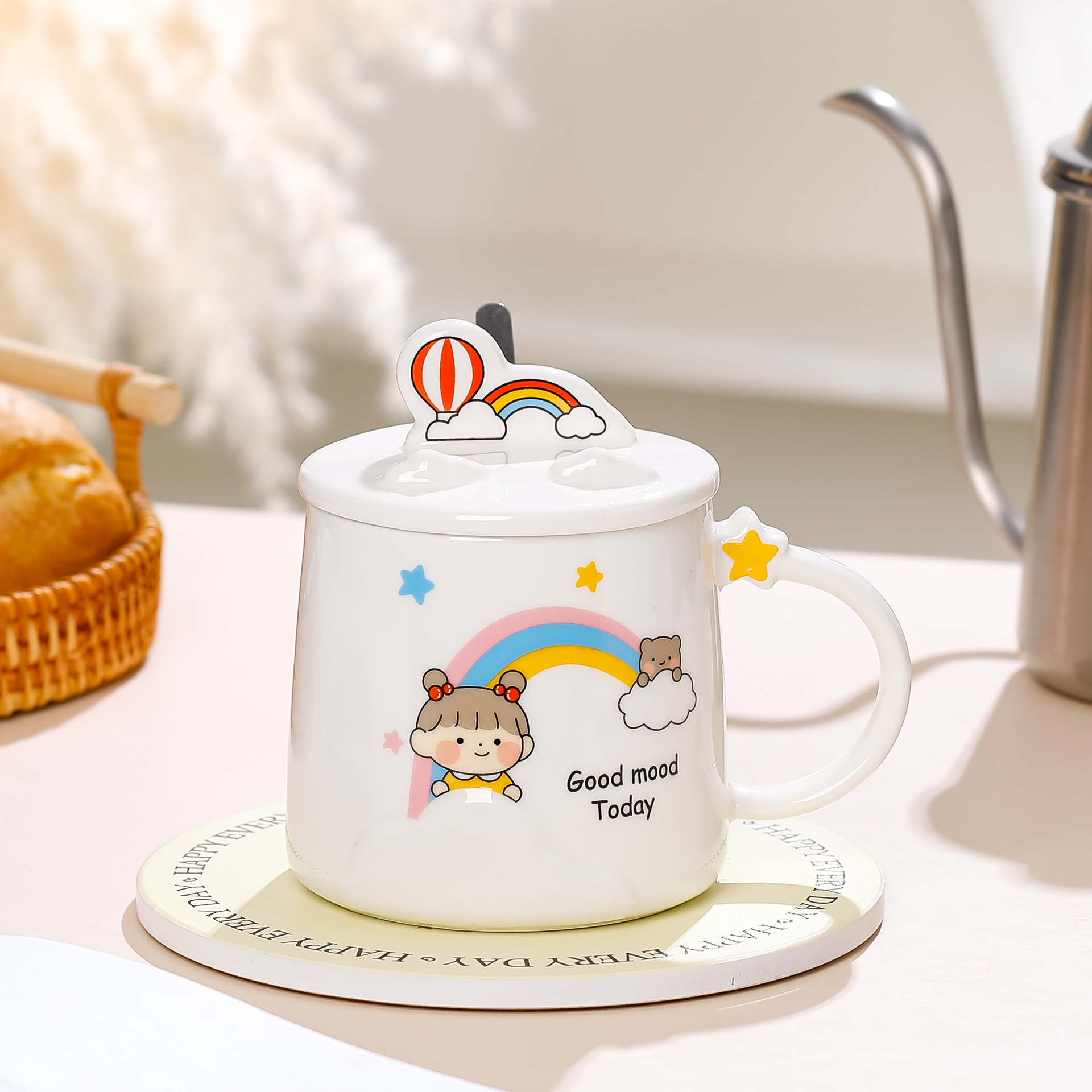 Cute girls, ceramic water cups, high appearance level, household ceramic cups, mugs, souvenirs, cartoon couple cups pic 6