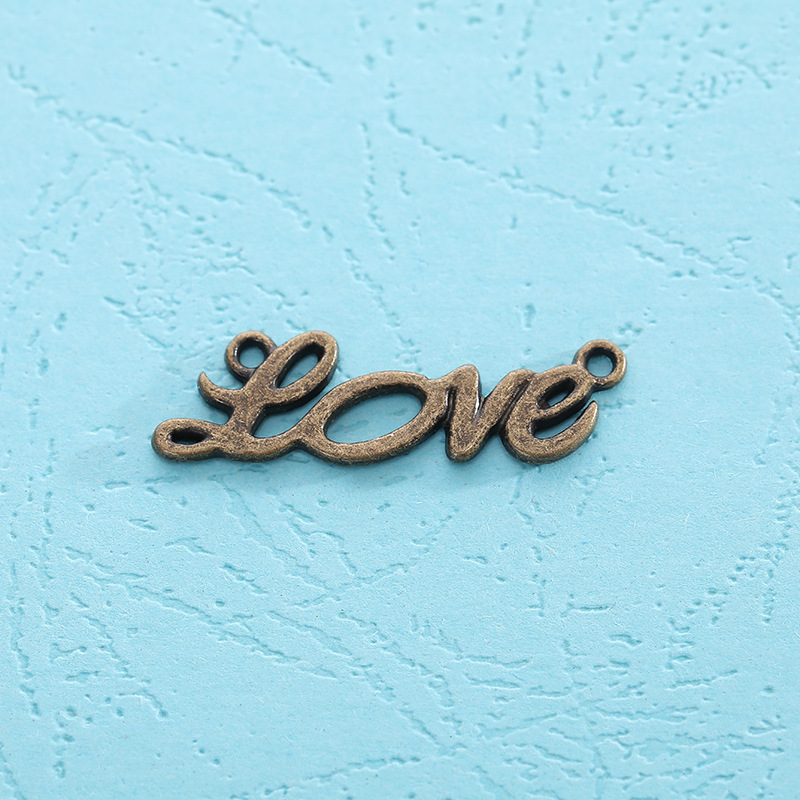 Factory direct supply of retro alloy jewelry accessories, English letter Love pendants, small pendants, various styles to choose from pic 11