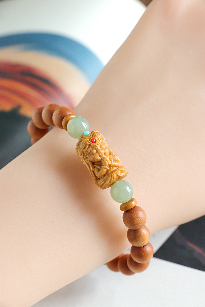 国潮新品老山檀扎基拉姆檀木串珠手链男女民族风和田玉手串首饰批发详情37