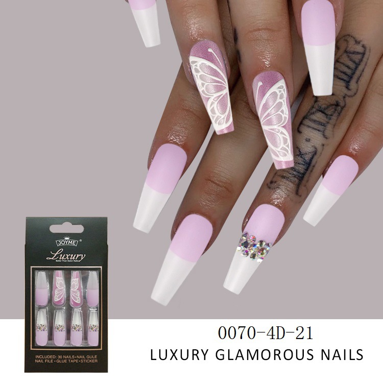 Special offer on 30 pieces of long ballet nail nail patches with diamonds pic 29