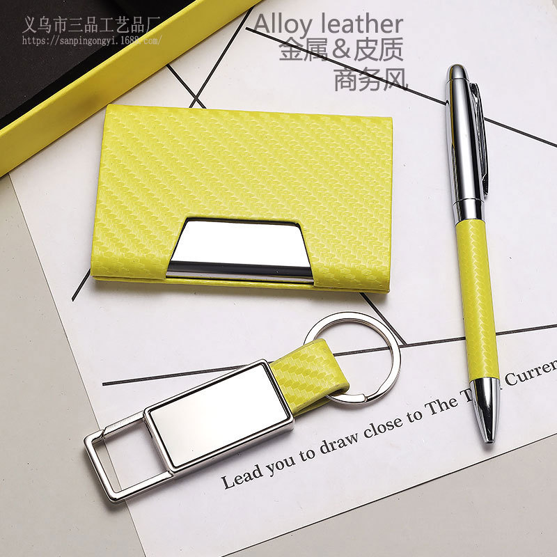 Creative PU leather keychain set business card holder gift, keychain gift set given away at the corporate annual meeting event pic 8