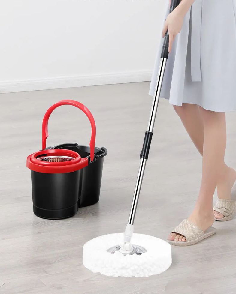 Direct sales of stainless steel hand-pressed gift mop sets from the manufacturer of hand-wash-free rotating mops with dual drive pic 1