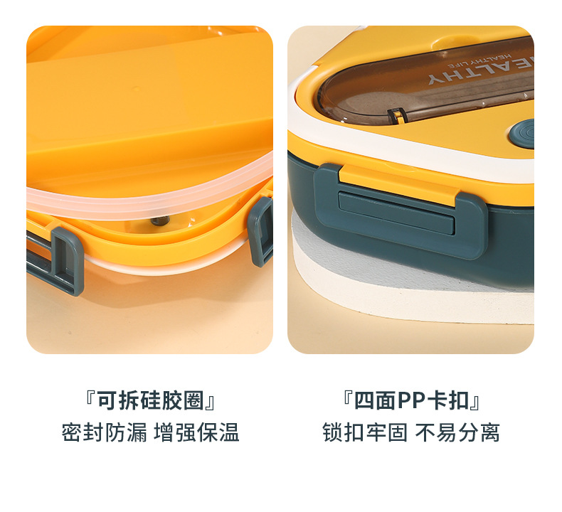 Factory direct sales square lunch boxes, Japanese and Korean student lunch boxes, portable compartments for office workers, microwave oven-safe pic 6