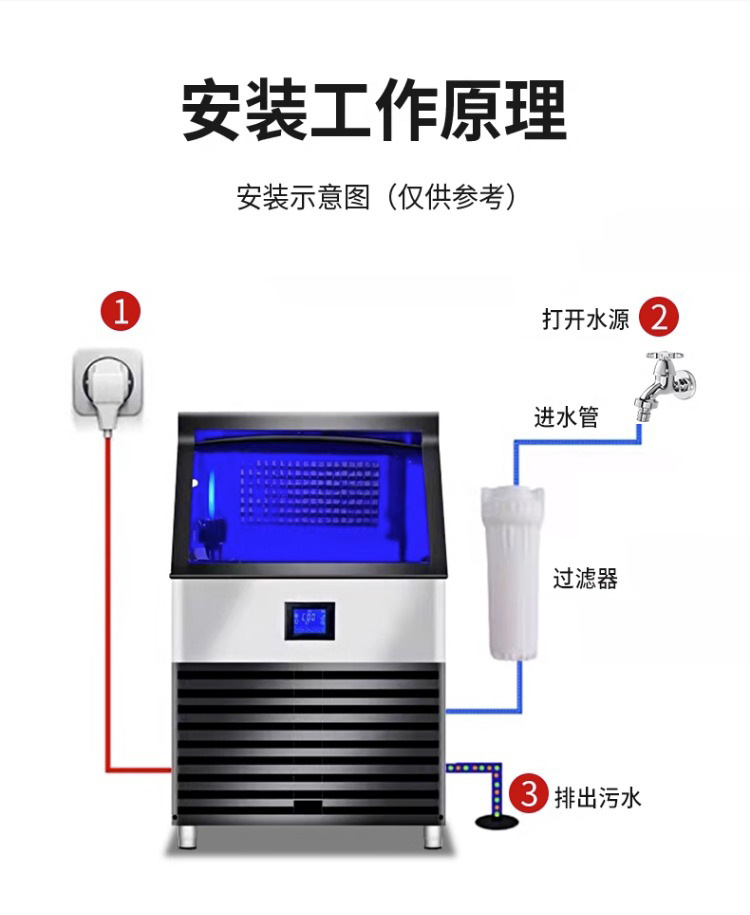 麦大厨制冰机商用全自动大容量奶茶店冷饮店大型制冰设备方冰机详情11