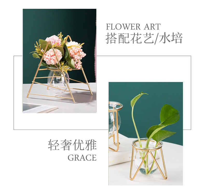 Nordic ins metal, ironwork, glass, hydroponic container, flower arrangement, creative home and office desktop flower arrangement pic 21