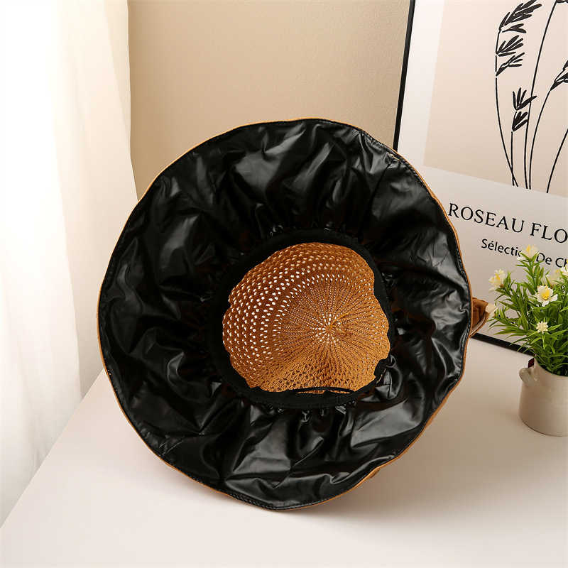 夏季帽子黑胶大沿草帽透气防紫外线可折叠户外出行遮阳防晒帽详情8