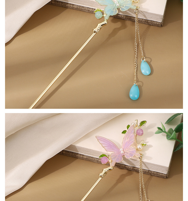 新中式古风蝴蝶发簪流苏步摇高级感簪子新款发钗汉服旗袍头饰品女详情8