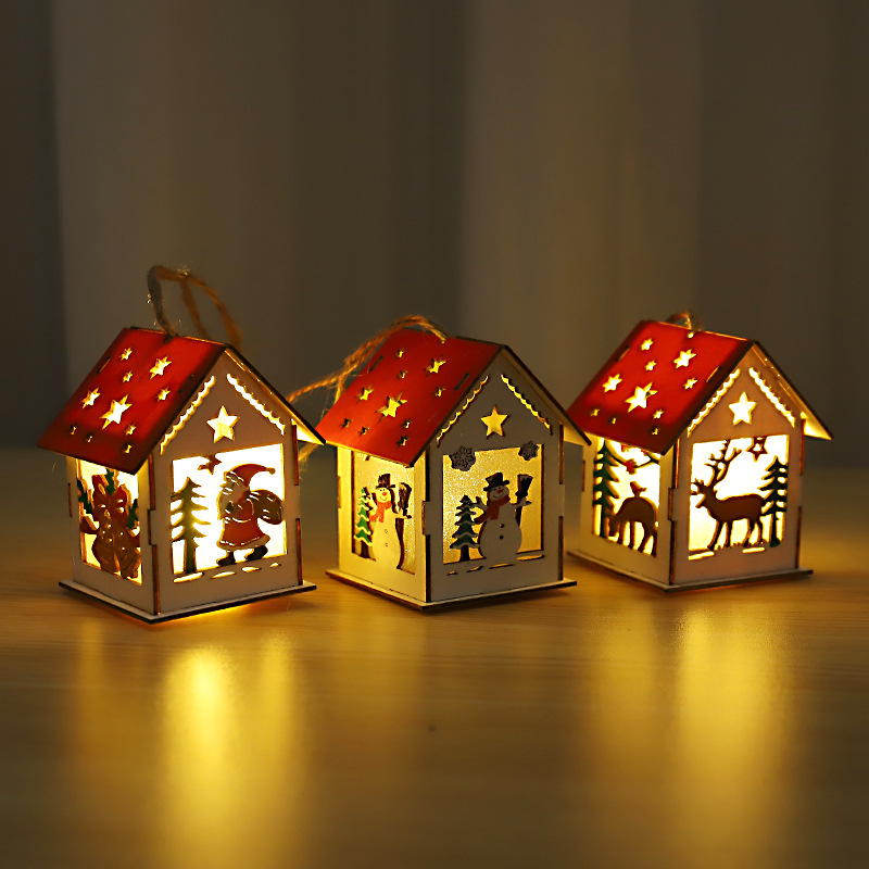 圣诞老人发光雪房子小木屋客厅装饰圣诞装饰挂饰diy礼物橱窗摆件详情7