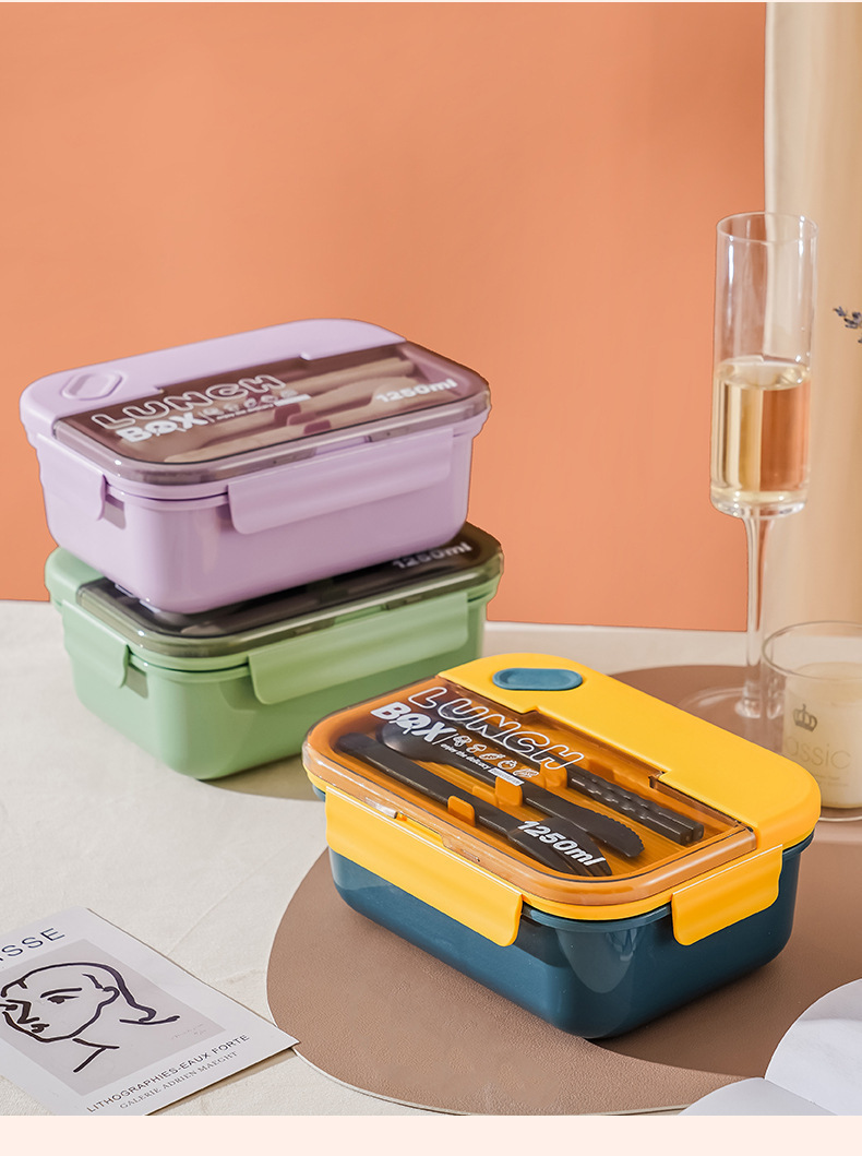 莫兰迪日式学生午餐盒上班族分格密封带盖保鲜盒微波炉加热便当盒详情15